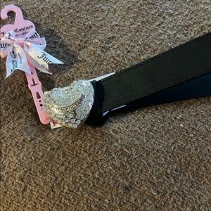 Juicy Couture Black Belt with Rhinestone Heart Buckle sz s/m NWT